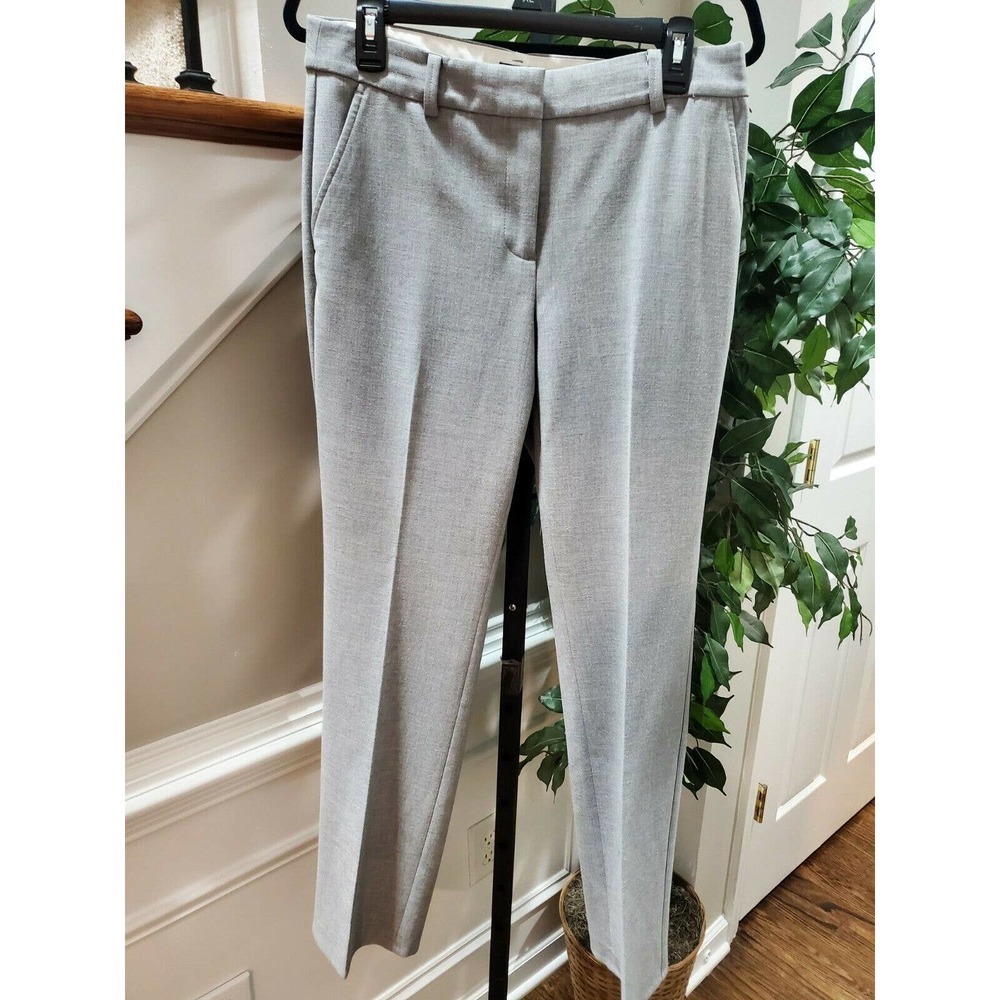 Talbots Women's Solid Gray Polyester Mid Rise Pull on Straight Leg Dress Pant 8